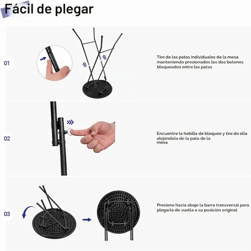 Vista 7 de Byliable Mesa de cóctel redonda de 24 pulgadas, mesa de bistró plegable de altura alta con patas extraíbles, plástico portátil para interiores