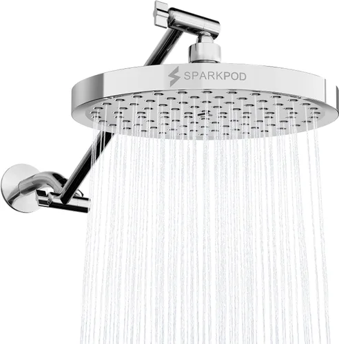 Vista 22 de SparkPod Cabezal de Ducha de Lluvia Redondo con Brazo de Extensión - Cabezal de Ducha de Altura Ajustable con Rendimiento de Alta Presión
