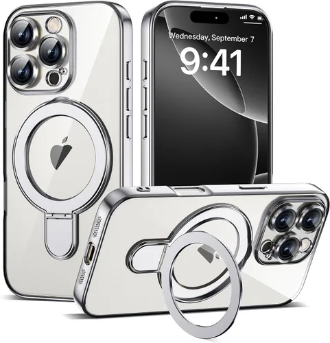 Vista 42 de Funda compatible con iPhone 12 con soporte de anillo magnético invisible [compatible con Mag-Safe] [Protector completo de lente de cámara] Funda