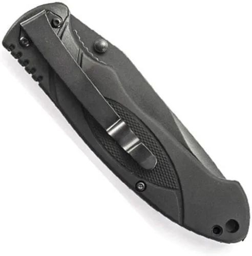 Vista 2 de Smith & Wesson Extreme Ops SWA25 Cuchillo plegable, con traba, con punta hacia bajo, con gancho y mango de hule.
