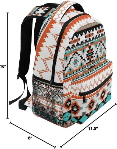 Vista 7 de AUUXVA Mochila geométrica étnica azteca para viajes, escuela, bolsa de hombro para niños, niñas, mujeres y hombres, Azteca #01, Viajar