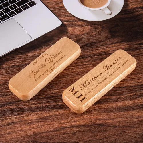 Vista 5 de Bivei Regalo de bolígrafo grabado para mujeres y hombres, juego de bolígrafos y lápices personalizados en madera de arce, juego de 2 bolígrafos