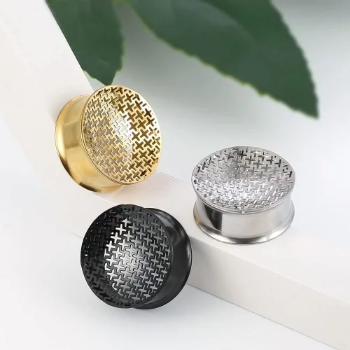 Vista 8 de 1 par de tapones para los oídos clásicos de acero inoxidable 316, hipoalergénicos, calibre 0.315 in-0.984 in (0G-1") Piercing para el cuerpo, 1 par