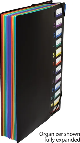 Vista 5 de Better Office Products Carpeta de archivos expansible de 24 bolsillos transparentes con 12 pestañas de colores, tamaño carta, capacidad para 300