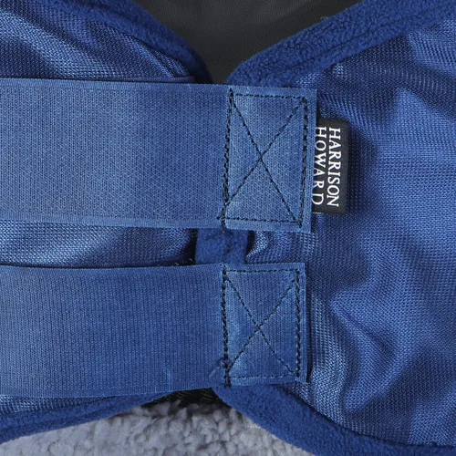 Vista 69 de Harrison Howard Máscara de mosca de caballo luminosa profesional estándar con orejas protección UV para caballo, azul y plateado, pequeño poni Azul