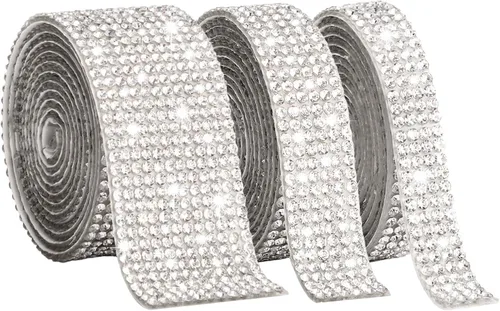 Vista 9 de Gartful Bedazzling - Tiras de diamantes de imitación autoadhesivas de varios anchos para manualidades, decoración de teléfono, jarrones, fiesta