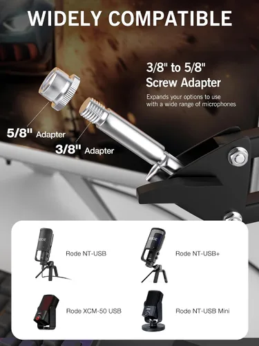 Vista 4 de SUNMON Rode NT-USB Mic Boom Arm - Brazo de micrófono para RODE NT-USB/NT-USB+/NT-USB Mini y la mayoría de micrófonos, soporte de brazo de tijera