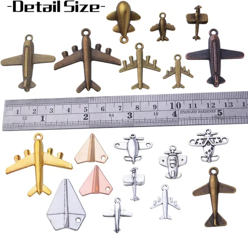 Vista 3 de BronaGrand Aircraft Airplane Charm, 100g Airplane Pendant Charms Alloy Jewelry Charms Craft Supplies for Jewelry DIY Earrings Necklace Bracelet