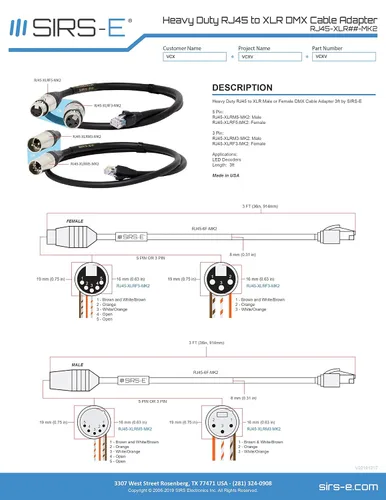 Vista 4 de SIRS-E Cable RJ45 a XLR DMX de 3 pies – Adaptador XLR hembra a RJ45 macho para iluminación LED DMX512, controladores y decodificadores – Conector