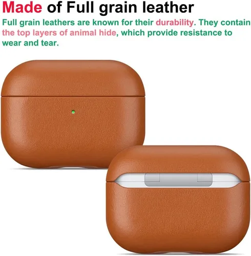 Vista 2 de Haobobro Leather Case [Top Grain Leather] for AirPods Pro 2 Leather Case - Handmade Air Pods Pro 2 Leather Case with Hand Strap - Leather Case for