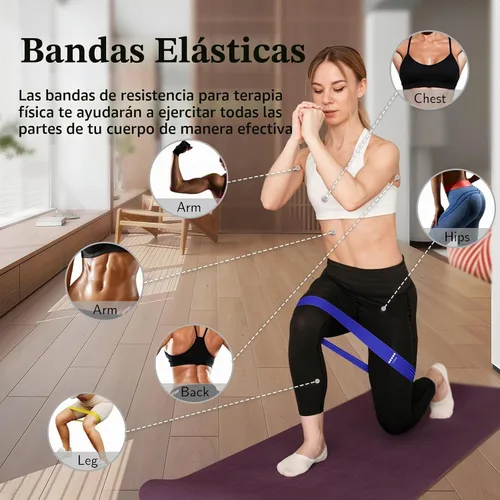 Vista 3 de Resistance Bands for Working Out, 5 Levels Elastic Exercise Bands Azul