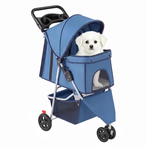 Vista 10 de [Usado] NEWBULIG Cochecito para mascotas de 3 ruedas para perros y gatos Negro