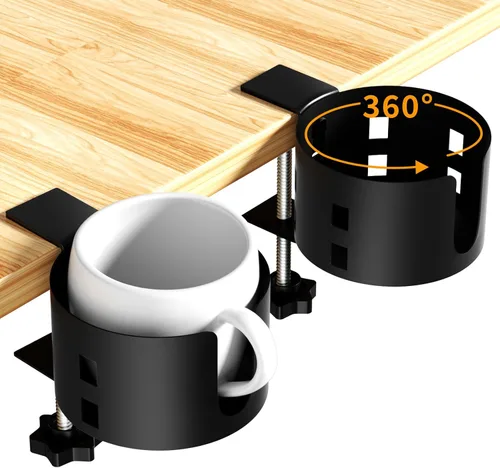 Vista 7 de OOKUU - Soporte para tazas de escritorio más profundo, antiderrames para escritorio o mesa, resistente y duradero, fácil de instalar, suficiente