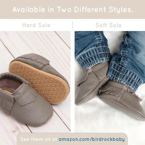 Vista 4 de BirdRock Baby Mocasines de suela dura - Zapatos de cuero genuino para niños y niñas