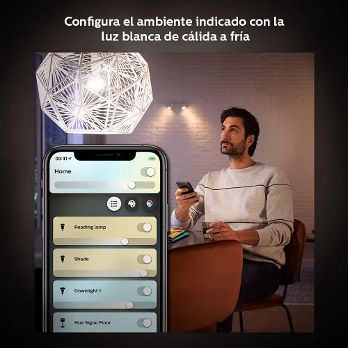 Vista 4 de Philips Hue White Ambiance BR30 - Paquete de 2 luces LED inteligentes regulables equivalentes a 60 W