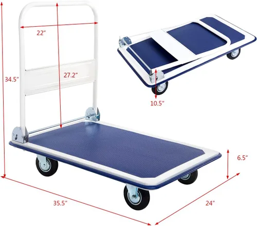 Vista 6 de Giantex, plataforma plegable tipo carrito, carretilla de mano, plegable, para depósito, 660 libras