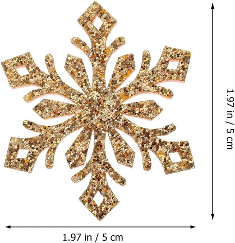 Vista 5 de EXCEART 30 parches de copo de nieve con brillantina para planchar en copos de nieve, horquillas para ropa, vestidos, plantas, sombreros, jeans