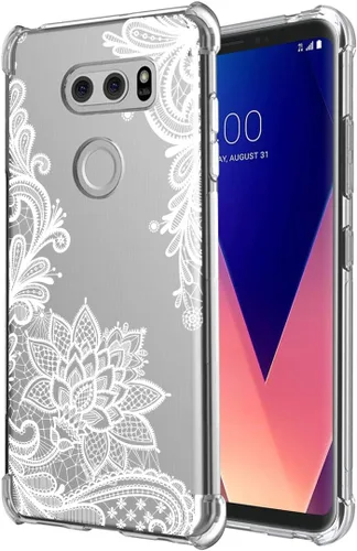 Vista 2 de Funda para LG V30, para LGV30s/V30Plus/V35/V35 ThinQ 2017 lanzamiento a prueba de golpes transparente floral suave flexible TPU delgada cubierta