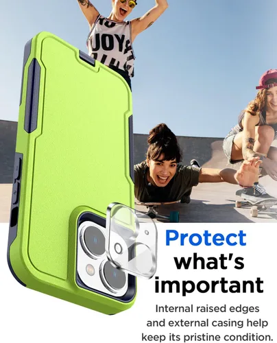 Vista 3 de AICase Funda para iPhone 15 Plus con protector de pantalla de vidrio + lente de cámara, resistente protección contra caídas, cuerpo completo