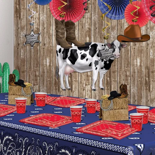 Vista 2 de Beistle Fondo articulado para fotos de vaca, decoración de pared temática occidental de 35 pulgadas, recortada para fiesta de granero Holstein