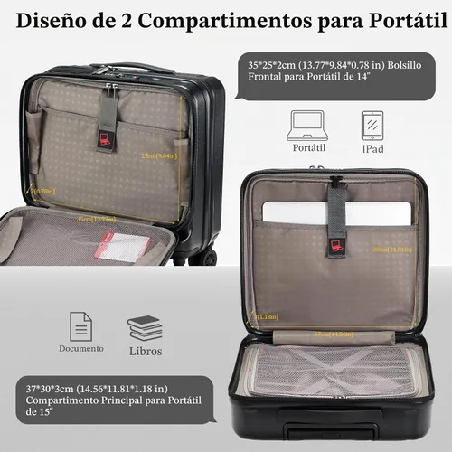 Vista 4 de Kaleenie Maletín de mano de 16" con 2 compartimentos para laptop Negro