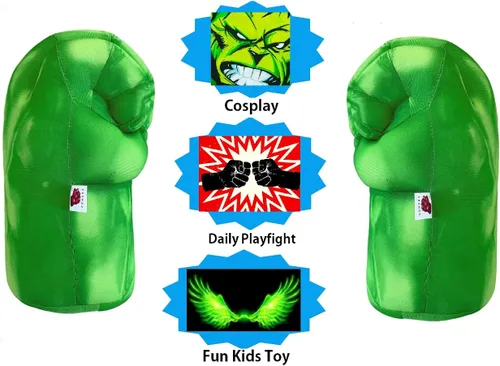 Vista 2 de FEIDAR Incredible HOK Superheros Gauntlet Smash Hands Fists Big Soft Plush Gloves Pair Costume Light Green Special Edition
