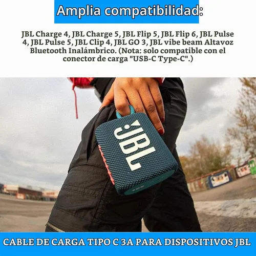 Vista 6 de Cargador USB C rápido para JBL Charge 4, Charge 5, Flip-5, Pulse-4, Jr-Pop, Clip-4, GO-3, Extreme-3, Tuner-2, Endurance Peak Speaker Auriculares