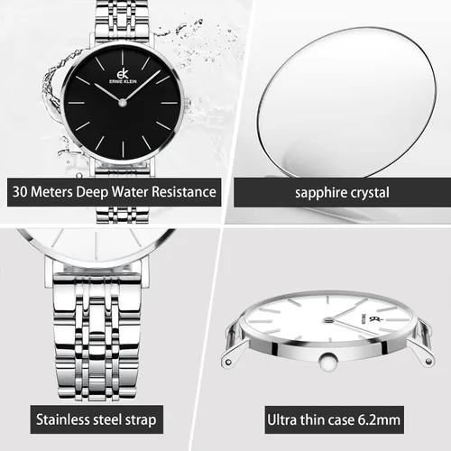 Vista 3 de ERNIE KLEIN Men's Watches, Stainless Steel Designer Diamonds Dress Men's Wrist Watch, Fashion Waterproof with Date and Day Analog Quartz Watches