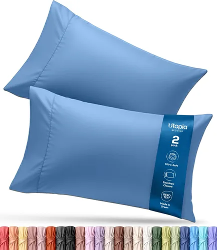Vista 29 de Utopia Bedding - Juego de 2 fundas de almohada tamaño estándar, con cierre de sobre, tela de microfibra cepillada suave, resistentes al encogimiento
