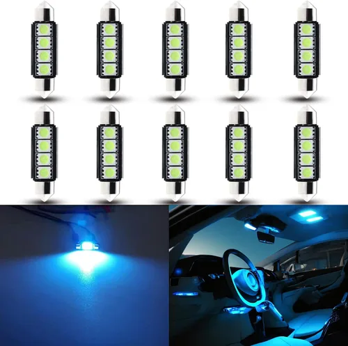 Vista 11 de Bombillas LED Festoon 6411 6418 C5W de 9 a 30 V extremadamente brillantes, sin errores, 1.5 pulgadas, 1.417 in para luces de cúpula de mapa