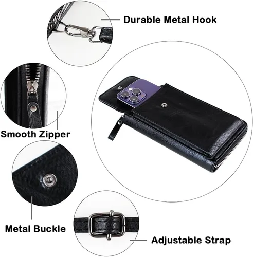 Vista 4 de Bolso cruzado pequeño para teléfono celular con ranuras para tarjetas de crédito para mujer