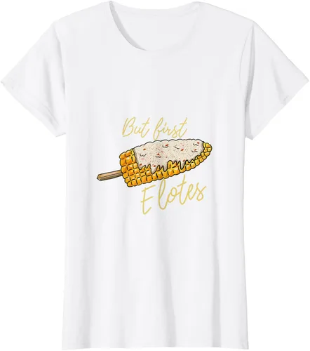Vista 13 de But First Elotes Corn on the Cob - Camiseta divertida para amantes de la comida mexicana, Negro, S
