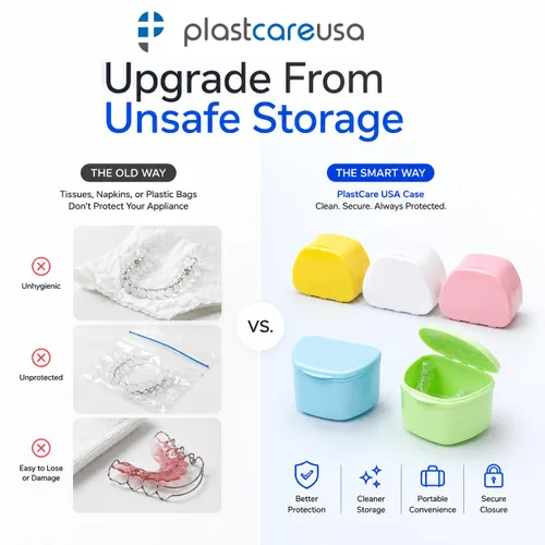 Vista 3 de Paquete de 5 cajas de dentaduras postizas, caja dental para dientes artificiales, protector bucal, protector nocturno, protectores de encías