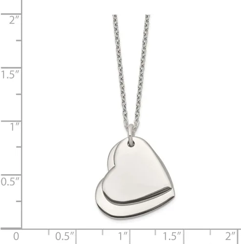 Vista 3 de Cadena de plata de ley 925 con colgante de corazón doble
