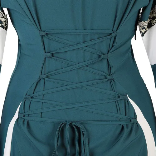 Vista 6 de Parlsdy Vestido renacentista para mujer, disfraz medieval de pirata, campesina