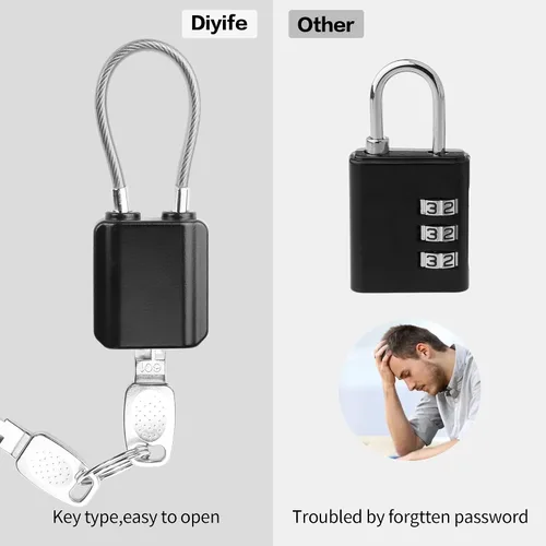 Vista 3 de YAODHAOD Cerraduras de equipaje con llaves, cerraduras de cable de tamaño mini con llaves para cerradura de maleta de viaje, candado para cerradura