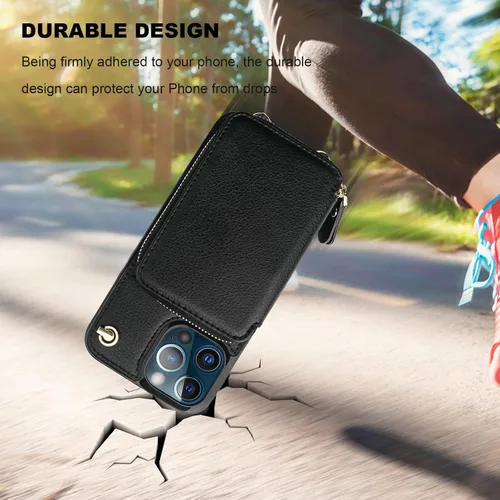 Vista 8 de Bocasal - Funda tipo cartera con múltiples ranuras para iPhone 13 Pro, color negro RFID Blocking PU Leather Purse Case with Card Holder, Handbag