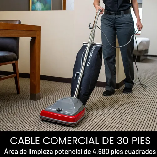 Vista 6 de Sanitaire SC679K Tradition, aspiradora vertical comercial con bolsa, color rojo
