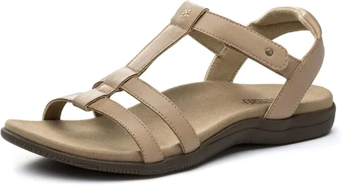 Vista 9 de Rihero Sandalias ortopédicas con soporte de arco para mujer, ortopédicas, cómodas, para caminar, informales, ajustables, para verano, playa