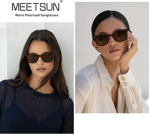 Vista 33 de MEETSUN Polarized Sunglasses for Women Men Classic Retro Square Frame Driving Sun Glasses UV Protection