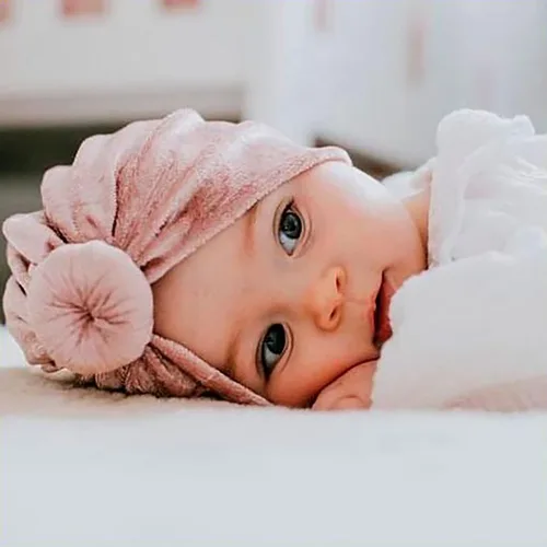 Vista 2 de DRESHOW BQUBO Baby Turban Hats Turban Bun Knot Baby Infant Beanie Baby Girl Soft Cute Toddler Cap