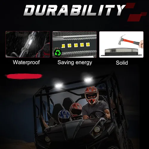 Vista 4 de OFFROADTOWN UTV - Luz interior universal para montaje en barra enrollable, luz LED cúpula, luz de jaula enrollable de luz de cortesía, luz superior
