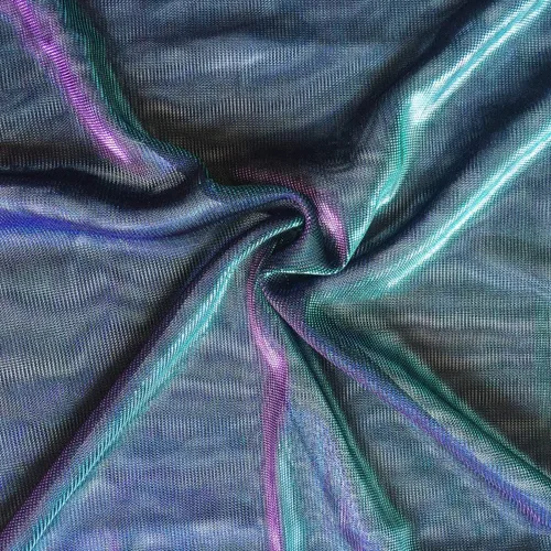 Vista 5 de LOTUYACY Camiseta sexy de malla brillante metálica para mujer, manga corta, malla transparente, Brillo metálico.