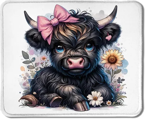 Vista 20 de Highland - Alfombrilla de mouse de vaca con lazo rosa coqueta floral para mouse inalámbricos, computadora portátil, accesorios de escritorio, 9.5 x