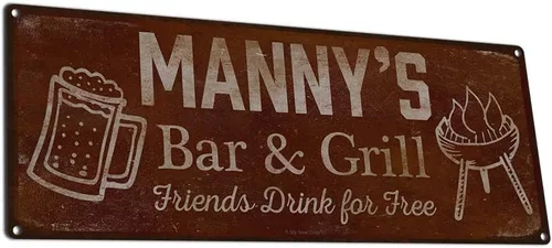 Vista 114 de Adam's Bar and Grill Friends Drink for Free, cartel de aluminio de 5.75 x 15.5 pulgadas, accesorios personalizados para bar y decoración de pared