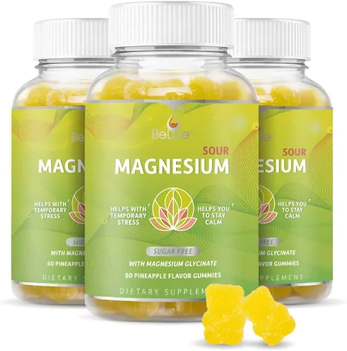 Vista 9 de BeLive Gomitas de magnesio de 200 mg - 60 unidades Suplementos de glicinato de magnesio para relajación, alivio del estrés y sueño para adultos