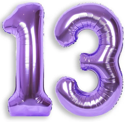 Vista 21 de Globo de número 0 de 40 pulgadas de RainbowQ Party, grande, color púrpura, para niños o niñas, números del 0 al 9, de papel de aluminio y Mylar