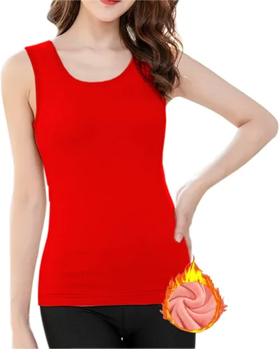 Vista 8 de Ropa interior de algodón con forro polar térmico para mujer, camiseta sin mangas, chaleco de capa base cálida
