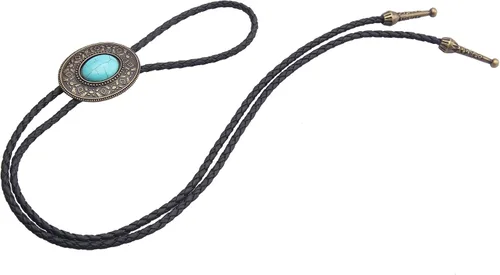 Vista 96 de Jeilwiy Corbata de bolo para hombre, corbata de vaquero occidental, collar de corbata de bolo dorado, corbata de cuero, corbata de Halloween