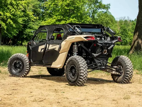 Vista 3 de SuperATV Primal Soft Cab - Puertas superiores para Can-Am Maverick X3 MAX 2017+ Resistente al agua, desgarros, rayos UV Ventanas de vinilo